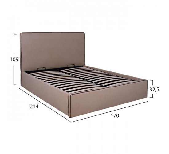 ΚΡΕΒΑΤΙ ALLIE HM584.02 160x200 εκ. ΜΕ ΑΠΟΘΗΚΕΥΤΙΚΟ ΧΩΡΟ ΜΠΕΖ ΥΦΑΣΜΑ Υπέρδιπλο