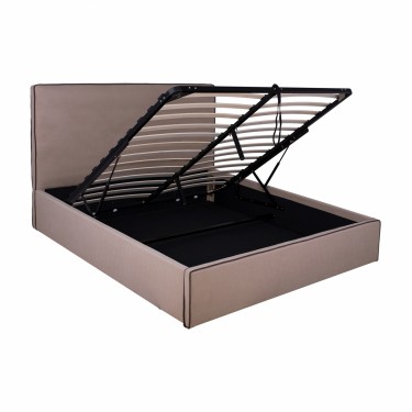 ΚΡΕΒΑΤΙ ALLIE HM584.02 160x200 εκ. ΜΕ ΑΠΟΘΗΚΕΥΤΙΚΟ ΧΩΡΟ ΜΠΕΖ ΥΦΑΣΜΑ Υπέρδιπλο