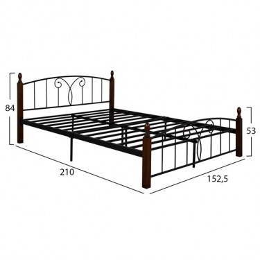 ΚΡΕΒΑΤΙ ΔΙΠΛΟ SUZIE HM585 ΓΙΑ ΣΤΡΩΜΑ 150x200 εκ. ΜΕΤΑΛΛΟ ΞΥΛΟ Διπλό