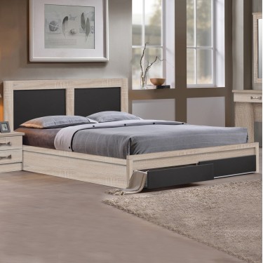 ΚΡΕΒΑΤΙ CAPRI HM312.04 ΜΕ 2 ΣΥΡΤΑΡΙΑ SONOMA-ΓΚΡΙ ΓΙΑ ΣΤΡΩΜΑ 150x200εκ. Διπλό
