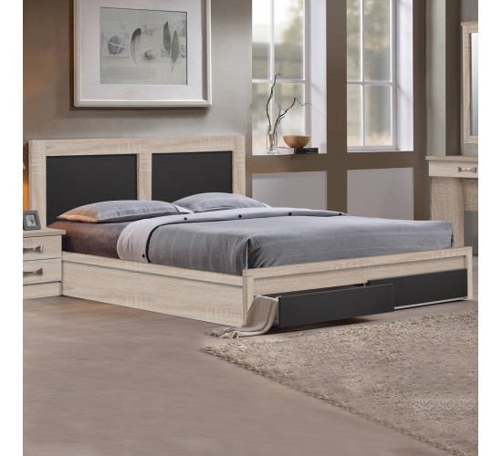 ΚΡΕΒΑΤΙ CAPRI HM312.04 ΜΕ 2 ΣΥΡΤΑΡΙΑ SONOMA-ΓΚΡΙ ΓΙΑ ΣΤΡΩΜΑ 150x200εκ. Διπλό
