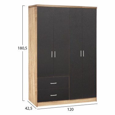 ΝΤΟΥΛΑΠΑ 4ΦΥΛΛΗ BRIANA ME 2 ΣΥΡΤΑΡΙΑ HM339.04 SONAMA-ΓΚΡΙ 120Χ42,5Χ180,5εκ. 4φυλλη