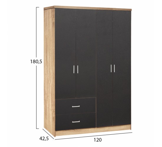 ΝΤΟΥΛΑΠΑ 4ΦΥΛΛΗ BRIANA ME 2 ΣΥΡΤΑΡΙΑ HM339.04 SONAMA-ΓΚΡΙ 120Χ42,5Χ180,5εκ. 4φυλλη