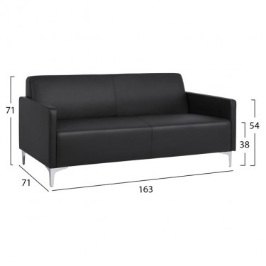 ΚΑΝΑΠΕΣ 3ΘΕΣΙΟΣ NELLIE HM3159.31 ΜΕ ΜΑΥΡΟ PU 163x71x71Υ εκ. 3θέσιος