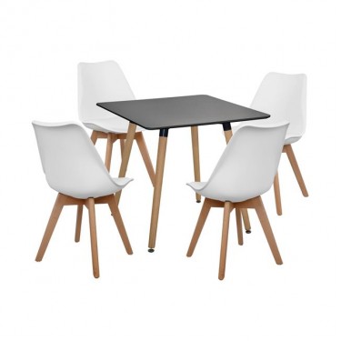 ΣΕΤ 5ΤΜΧ ΤΡΑΠΕΖΙ MINIMAL ΜΑΥΡΟ & VEGAS ΛΕΥΚΕΣ HM10601 80x80x74 cm. 4 θέσεων