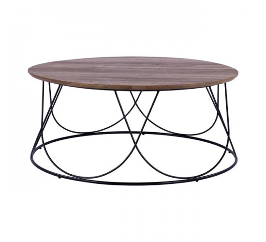 ΤΡΑΠΕΖΑΚΙ ΣΑΛΟΝΙΟΥ ZENA HM8690 MDF TOP ΜΕ ΜΕΤΑΛΛΙΚΟ ΜΑΥΡΟ ΣΚΕΛΕΤΟ Φ90Χ40Υ εκ.