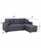 ΚΑΝΑΠΕΣ ΓΩΝΙΑ ΚΡΕΒΑΤΙ WAYNE 224x147x85Υεκ. HM3028.11 ΓΚΡΙ ΥΦΑΣΜΑ
