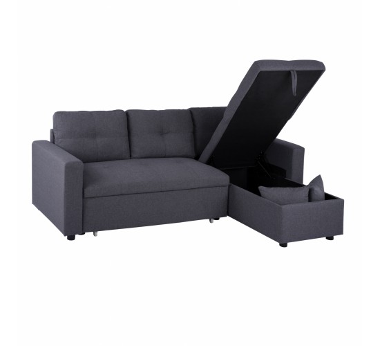 ΚΑΝΑΠΕΣ ΓΩΝΙΑ ΚΡΕΒΑΤΙ WAYNE 224x147x85Υεκ. HM3028.11 ΓΚΡΙ ΥΦΑΣΜΑ