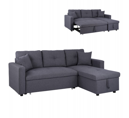 ΚΑΝΑΠΕΣ ΓΩΝΙΑ ΚΡΕΒΑΤΙ WAYNE 224x147x85Υεκ. HM3028.11 ΓΚΡΙ ΥΦΑΣΜΑ