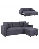 ΚΑΝΑΠΕΣ ΓΩΝΙΑ ΚΡΕΒΑΤΙ WAYNE 224x147x85Υεκ. HM3028.11 ΓΚΡΙ ΥΦΑΣΜΑ