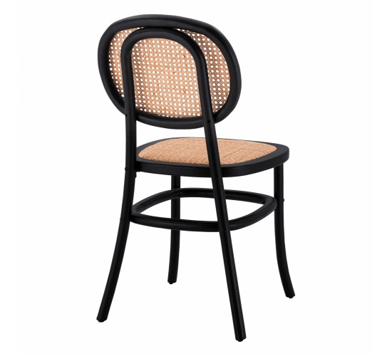 ΚΑΡΕΚΛΑ ΞΥΛΙΝΗ PENNY ΜΕ ΠΛΕΞΗ RATTAN ΣΕ ΜΑΥΡΗ ΑΠΟΧΡΩΣΗ HM8747 44x51x87 εκ.