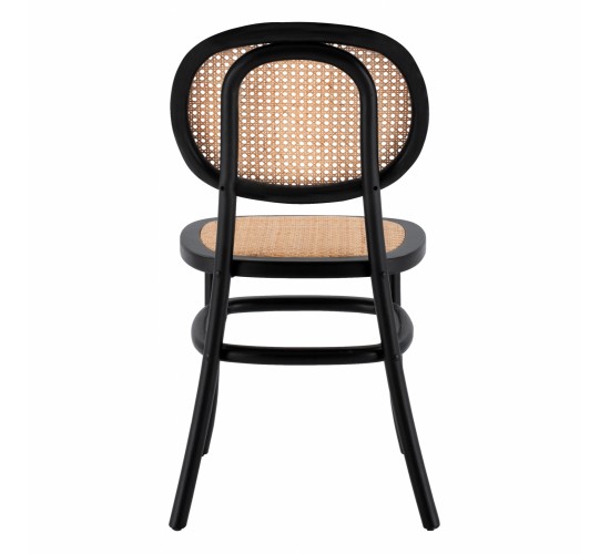 ΚΑΡΕΚΛΑ ΞΥΛΙΝΗ PENNY ΜΕ ΠΛΕΞΗ RATTAN ΣΕ ΜΑΥΡΗ ΑΠΟΧΡΩΣΗ HM8747 44x51x87 εκ.