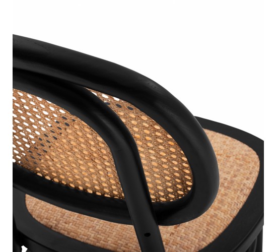 ΚΑΡΕΚΛΑ ΞΥΛΙΝΗ PENNY ΜΕ ΠΛΕΞΗ RATTAN ΣΕ ΜΑΥΡΗ ΑΠΟΧΡΩΣΗ HM8747 44x51x87 εκ.