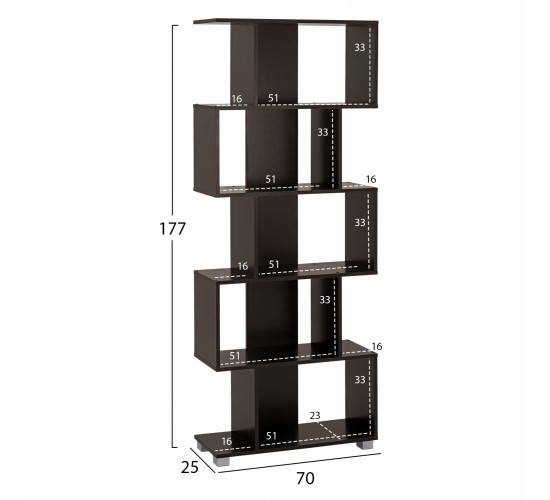 ΒΙΒΛΙΟΘΗΚΗ ΜΕΛΑΜΙΝΗΣ EZIR HM2385.01 ΒΕΓΓΕ 70x25x177Υ εκ.