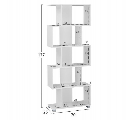 ΒΙΒΛΙΟΘΗΚΗ ΜΕΛΑΜΙΝΗΣ HM2385.04 ΛΕΥΚΗ 70x25x177 εκ.