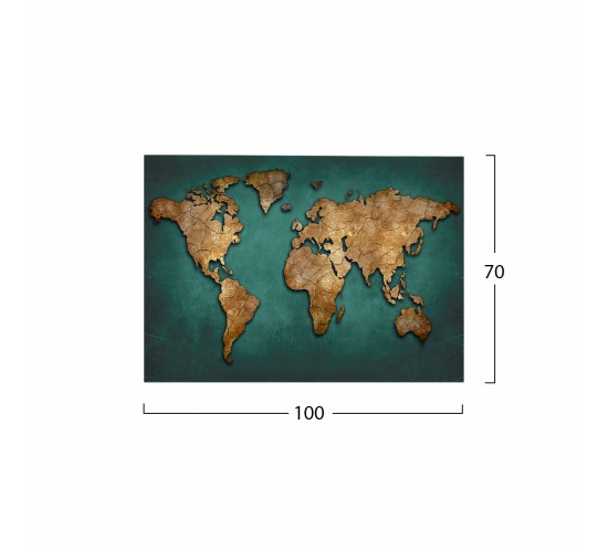 ΠΙΝΑΚΑΣ ΚΑΜΒΑΣ WORLD MAP HM7197.01 100X3X70 εκ.