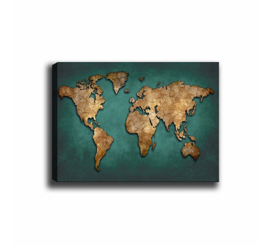 ΠΙΝΑΚΑΣ ΚΑΜΒΑΣ WORLD MAP HM7197.01 100X3X70 εκ.