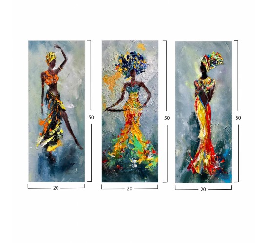 ΠΙΝΑΚΑΣ ΤΡΙΠΤΥΧΟ MDF AFRICAN GIRL IN COLORFUL DRESS HM7204.02 60X0,3X50 εκ.