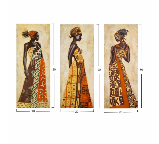ΠΙΝΑΚΑΣ ΤΡΙΠΤΥΧΟ MDF AFRICAN STYLE WOMEN HM7204.03 60X0,3X50 εκ.