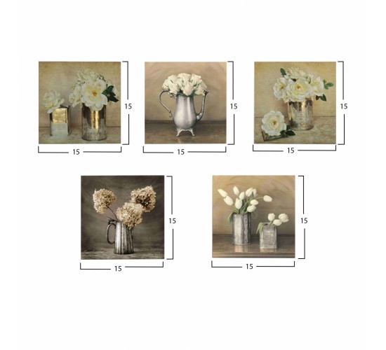 ΠΙΝΑΚΑΣ ΠΕΝΤΑΠΤΥΧΟ MDF ROMANTIC FLOWERS HM7205.02 75X0,3X15 εκ.