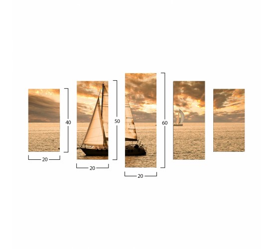 ΠΙΝΑΚΑΣ ΠΕΝΤΑΠΤΥΧΟ MDF SUNSET SAILING HM7206.01 100X0,3X60 εκ.