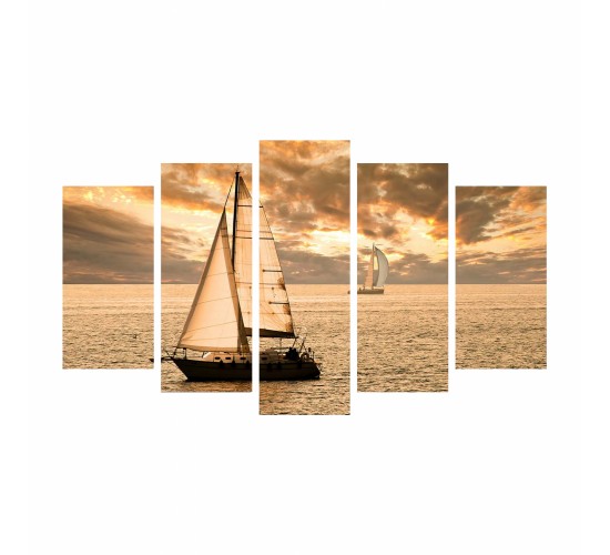 ΠΙΝΑΚΑΣ ΠΕΝΤΑΠΤΥΧΟ MDF SUNSET SAILING HM7206.01 100X0,3X60 εκ.