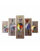 ΠΙΝΑΚΑΣ ΠΕΝΤΑΠΤΥΧΟ MDF COLORFUL ZEBRAS 82Χ56x3 HM7207.03