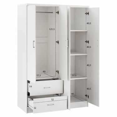 ΝΤΟΥΛΑΠΑ 4ΦΥΛΛΗ ME 2 ΣΥΡΤΑΡΙΑ BLAKELY HM339.05 ΛΕΥΚΗ 120Χ42,5Χ180,5 εκ. 4φυλλη