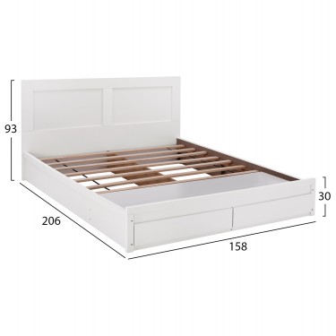 ΚΡΕΒΑΤΙ CAPRI HM312.05 ΜΕ 2 ΣΥΡΤΑΡΙΑ ΛΕΥΚΟ ΓΙΑ ΣΤΡΩΜΑ 150x200 εκ. Διπλό
