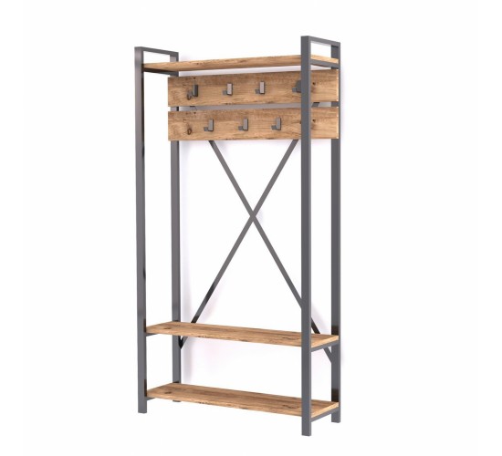 ΕΠΙΠΛΟ ΕΙΣΟΔΟΥ HM8943.01 NATURAL WOOD & ΜΑΥΡΟ  90x34x180 εκ.