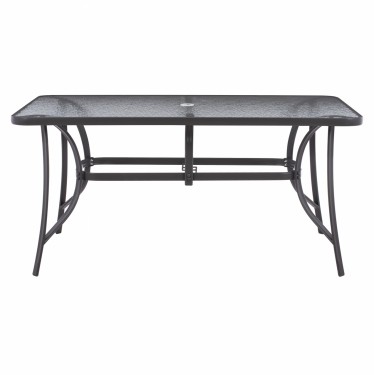 ΤΡΑΠΕΖΙ BRUNO 150X90Χ75Υεκ. ΜΕΤΑΛΛΙΚΟ ΟΡΘΟΓΩΝΙΟ ΓΚΡΙ ΜΕ ΤΡΥΠΑ ΟΜΠΡΕΛΑΣ Φ38  HM5145.11