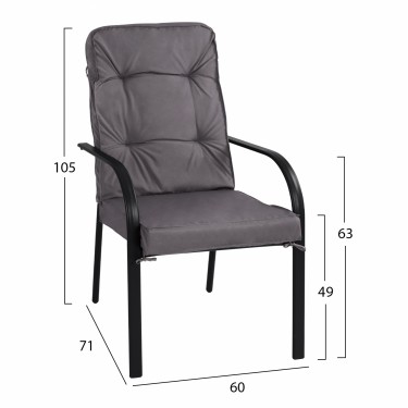 ΣΕΤ ΤΡΑΠΕΖΑΡΙΑ 7ΤΜΧ ΤΡΑΠΕΖΙ BRUNO 150X90 ΜΕ ΠΟΛΥΘΡΟΝΕΣ ENDIKA ΓΚΡΙ HM11475 6 θέσεων