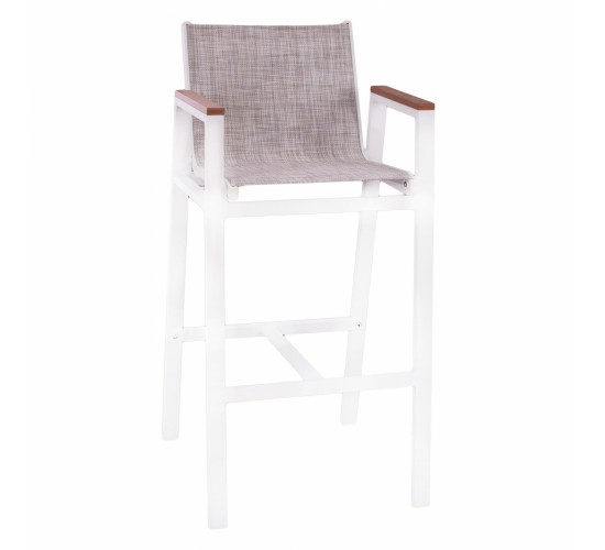ΣΚΑΜΠΟ ΜΠΑΡ ΑΛΟΥΜΙΝΙΟΥ ΛΕΥΚΟ ΜΕ POLYWOOD 52 x 58 x 108 εκ. HM5790.01