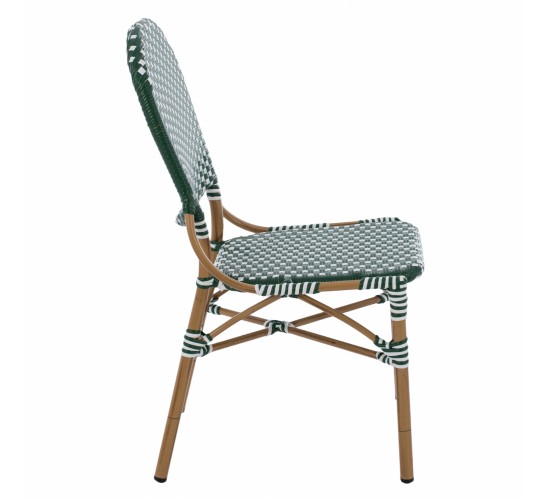 ΚΑΡΕΚΛΑ ΑΛΟΥΜΙΝΙΟΥ BAMBOO LOOK ΜΕ WICKER ΠΡΑΣΙΝΟ ΛΕΥΚΟ HM5792.01 47x55x98 εκ.