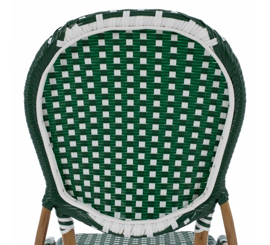 ΚΑΡΕΚΛΑ ΑΛΟΥΜΙΝΙΟΥ BAMBOO LOOK ΜΕ WICKER ΠΡΑΣΙΝΟ ΛΕΥΚΟ HM5792.01 47x55x98 εκ.