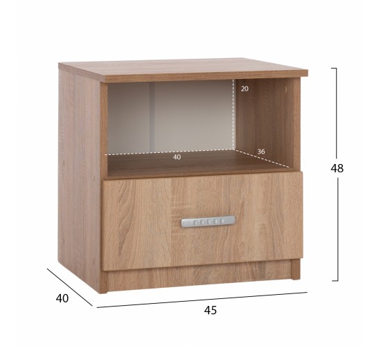 ΚΟΜΟΔΙΝΟ ΜΕ ΣΥΡΤΑΡΙ ADLER SONAMA OAK HM2431.01 45x40x48 εκ.