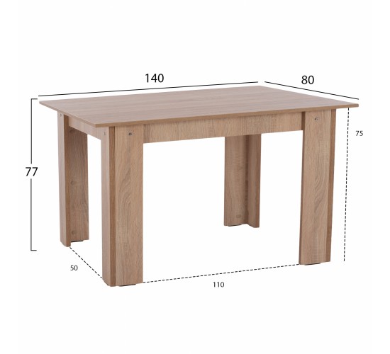 ΤΡΑΠΕΖΙ ΚΟΥΖΙΝΑΣ 140x80x77Υεκ. SONAMA OAK HM2429.01