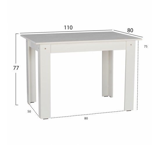 ΤΡΑΠΕΖΙ ΚΟΥΖΙΝΑΣ 110x80x77Υεκ. ΛΕΥΚΟ HM2428.03