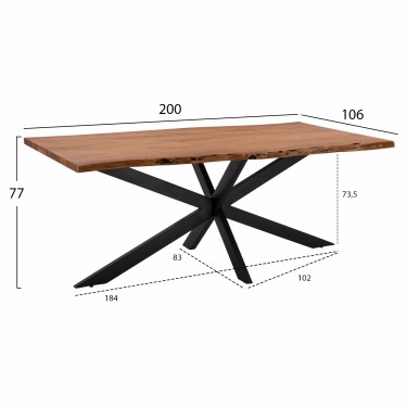 ΤΡΑΠΕΖΙ ΤΡΑΠΕΖΑΡΙΑΣ MONTANA SUPERIOR ΜΑΣΙΦ ΑΚΑΚΙΑΣ HM8716.11 200x85-110x77Υεκ.