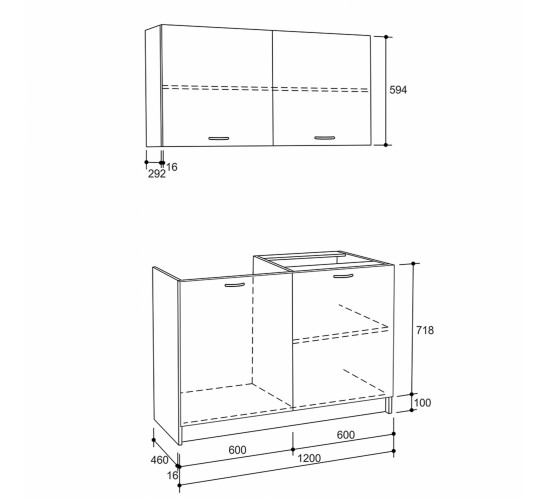 ΣΥΝΘΕΣΗ ΚΟΥΖΙΝΑΣ BLAINE ΜΕΛΑΜΙΝΗ SONAMA-ΛΕΥΚΟ HM2439 120x46-29,2εκ.