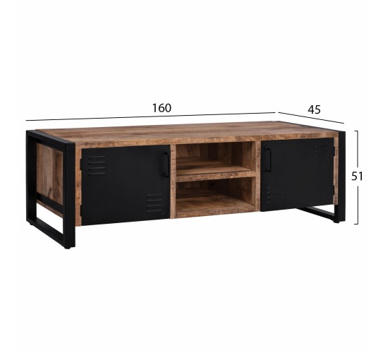 ΕΠΙΠΛΟ TV TURNER HM8189.11 ΜΕΤΑΛΛΟ & ΜΑΣΙΦ ΞΥΛΟ MANGO ΦΥΣΙΚΟ 160x45x51Υ εκ.