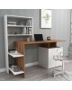 ΓΡΑΦΕΙΟ ΜΕ ΒΙΒΛΙΟΘΗΚΗ ROCHELL ΜΕΛΑΜΙΝΗ OLIVE GREY ΛΕΥΚΟ 146,3x55x128,8Υεκ.HM8886.11