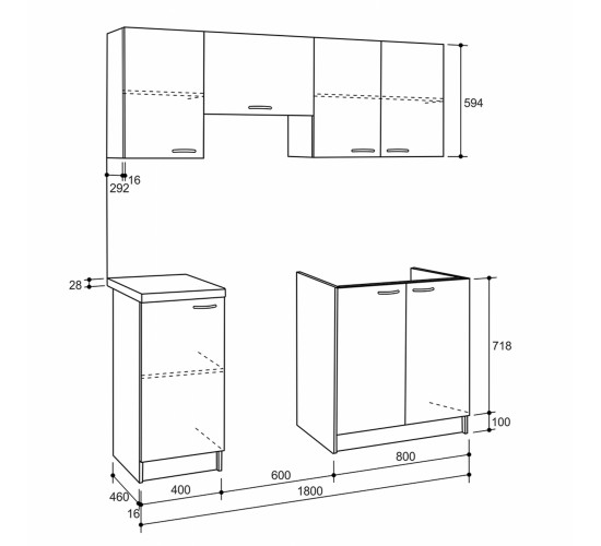ΣΥΝΘΕΣΗ ΚΟΥΖΙΝΑΣ MAURICE ΜΕΛΑΜΙΝΗ SONAMA-ΛΕΥΚΟ HM2441 180x29,2-46εκ.