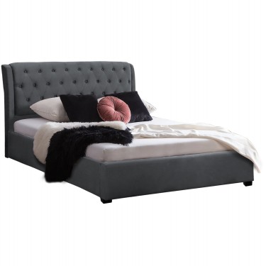 ΚΡΕΒΑΤΙ ODALYS 150X200 ΒΕΛΟΥΔΟ ΥΦΑΣΜΑ ΓΚΡΙ HM549.11 164x223x100 εκ. Διπλό