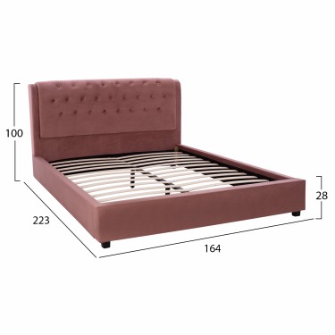 ΚΡΕΒΑΤΙ ODALYS 150X200 ΒΕΛΟΥΔΟ ΥΦΑΣΜΑ ΣΑΠΙΟ ΜΗΛΟ HM549.12 164x223x100 εκ. Διπλό