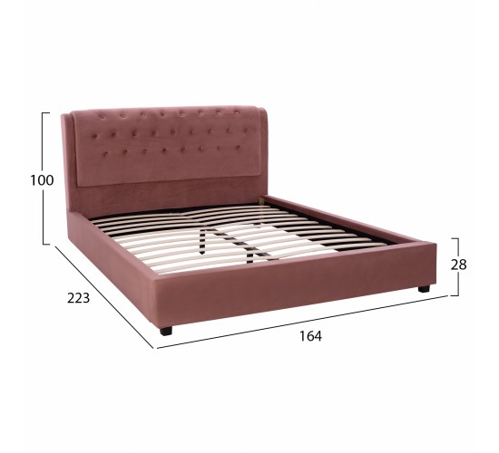 ΚΡΕΒΑΤΙ ODALYS 150X200 ΒΕΛΟΥΔΟ ΥΦΑΣΜΑ ΣΑΠΙΟ ΜΗΛΟ HM549.12 164x223x100 εκ. Διπλό