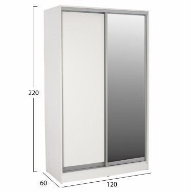 ΝΤΟΥΛΑΠΑ ΣΥΡΟΜΕΝΗ ADLER ΜΕΛΑΜΙΝΗΣ 120x60x220Yεκ. ΔΙΦΥΛΛΗ ΛΕΥΚΗ ΜΕ ΚΑΘΡΕΠΤΗ HM2460.03 2φυλλη