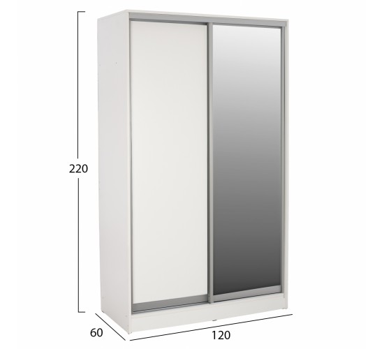ΝΤΟΥΛΑΠΑ ΣΥΡΟΜΕΝΗ ADLER ΜΕΛΑΜΙΝΗΣ 120x60x220Yεκ. ΔΙΦΥΛΛΗ ΛΕΥΚΗ ΜΕ ΚΑΘΡΕΠΤΗ HM2460.03 2φυλλη