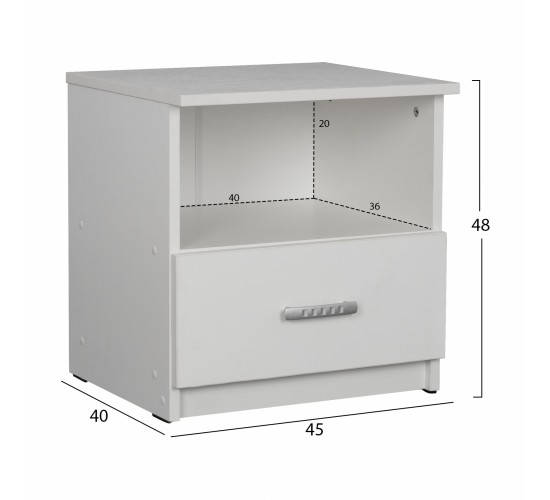ΚΟΜΟΔΙΝΟ ADLER ΜΕΛΑΜΙΝΗΣ ΛΕΥΚΟ HM2431.03 45x40x48 εκ.