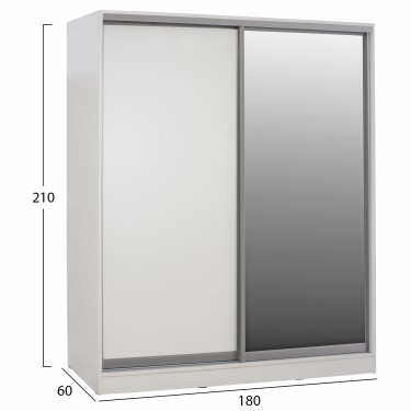 ΝΤΟΥΛΑΠΑ ADLER ΜΕΛΑΜΙΝΗΣ ΛΕΥΚΗ ΜΕ ΚΑΘΡΕΠΤΗ HM2437.03  180X60X210Υεκ. 2φυλλη